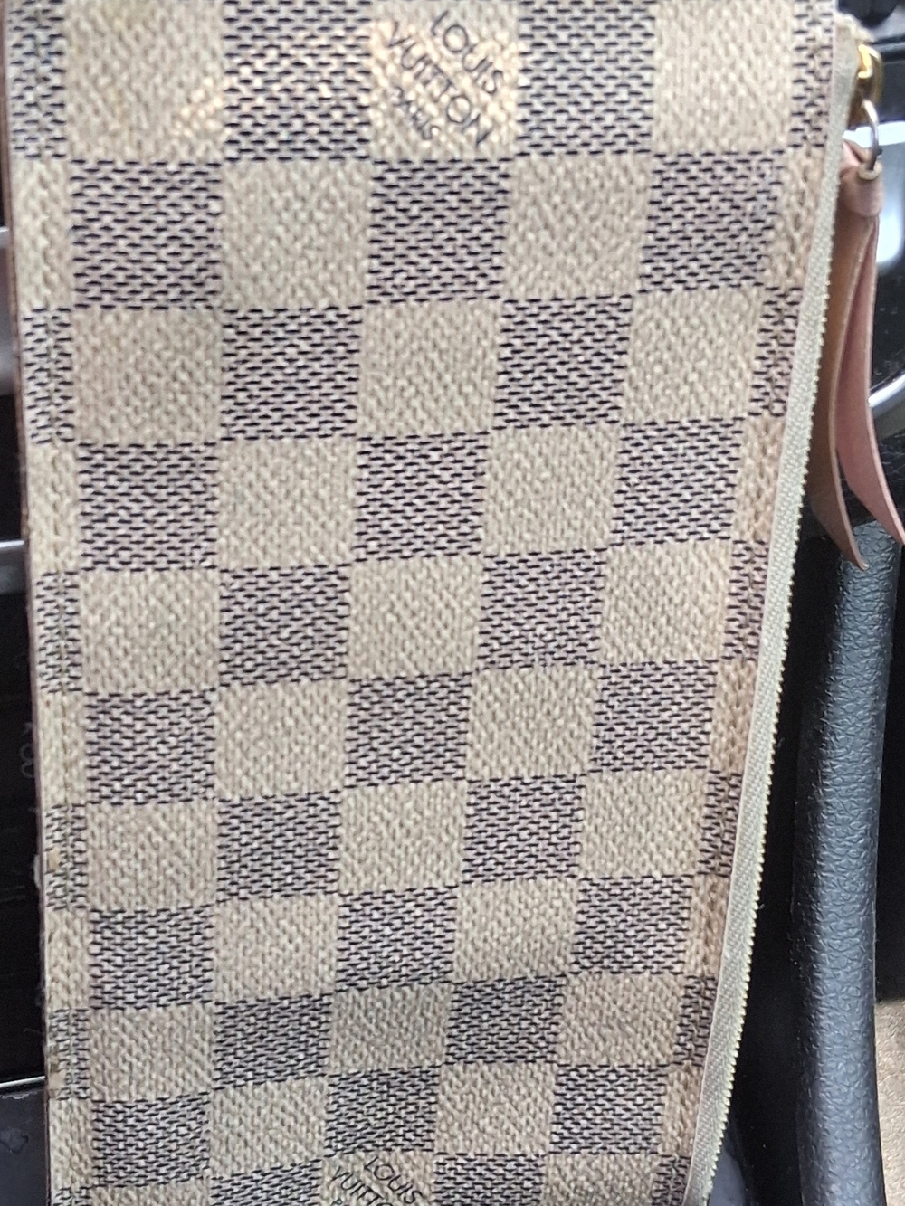 Louis Vuitton Brown & Beige Damier Zip Wristlet Clutch
